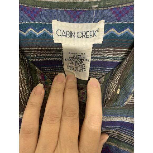 Vintage Cabin Creek Embroidered Southwestern Western Boho Button Up Shirt 26W - Picture 4 of 8